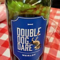 2-17-24 - 37th Annual Crab Feed, St. Philip Parish Hall, San Francisco - by Carol Fung - Double Dog Dare Merlot, wine of the day; this is the second year for this great bottle from Total Wine & More.