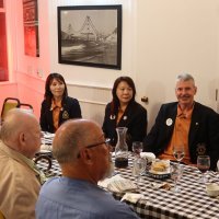 3-18-26 - District Governor Cindy Zheng’s Visitation, Italian American Social Club, San Francisco - Photo by Lyle Workman - L to R, far side: Bob Fenech, RC Soonae Kang, DG Cindy Zheng, ZC Stephen Martin, and Zenaida Lawhon; near side: Bill Mayta and George Salet.