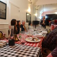 3-18-26 - District Governor Cindy Zheng’s Visitation, Italian American Social Club, San Francisco - Photo by Lyle Workman - RC Asia Kan addressing the group about his candidacy for 2nd VDG. L to R, far side: RC Soonae Kang, DG Cindy Zheng, ZC Stephen Martin, Zenaida Lawhon, and RC Asis Kan; near side: Bill Graziano and Bob Lawhon.