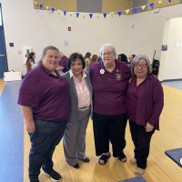 6-28-25 - 4C4 Club Officer Training, Decima Allen Elementary School, San Bruno - Photo from Zenaida Lawhon - L to R: Maryah Tucker, Zenaida Lawhon, Denise Kelly, and a fellow Lion.