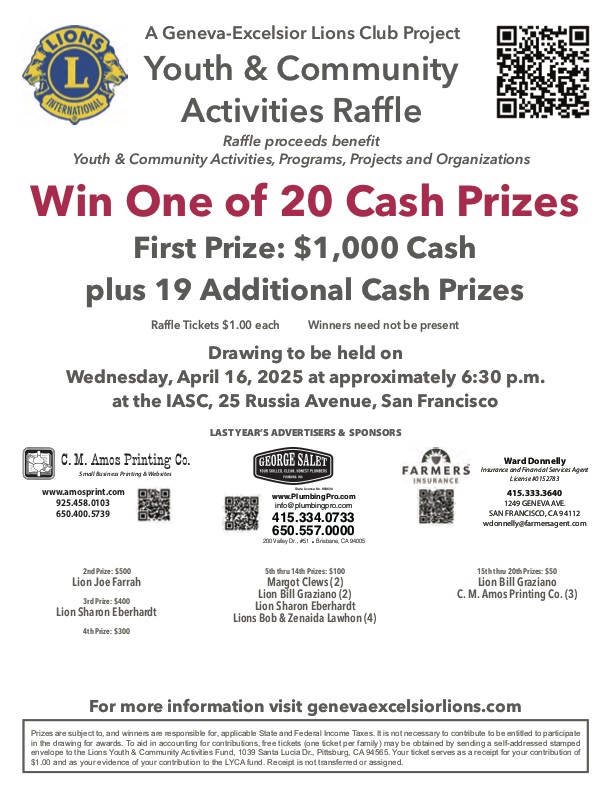 2024-25 Youth & Community Activities Raffle Flyer