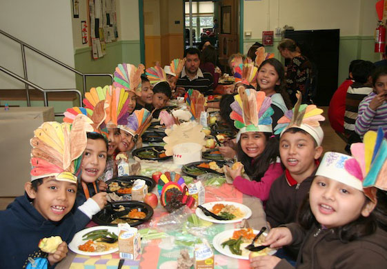 Students enjoying lunch